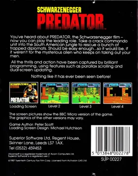 Predator (19xx)(Superior) box cover back